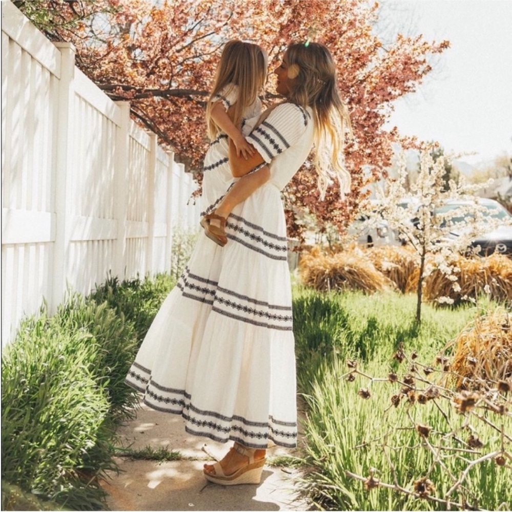 NEW Ivy City SANTORINI Embroidered Maxi Dress Ruffle Tiered Cottagecore SMALL - Picture 8 of 9